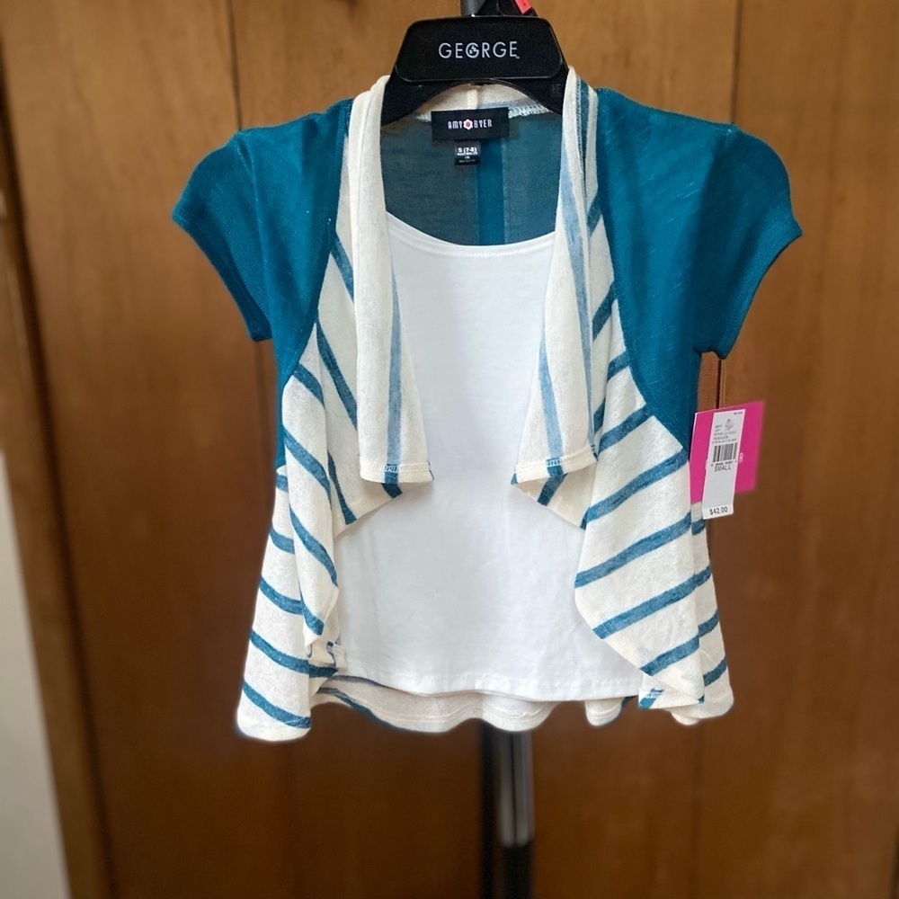 Amy Byer Girls NWT Striped Peacock 70 for all the love of fall Knits shirt sz s